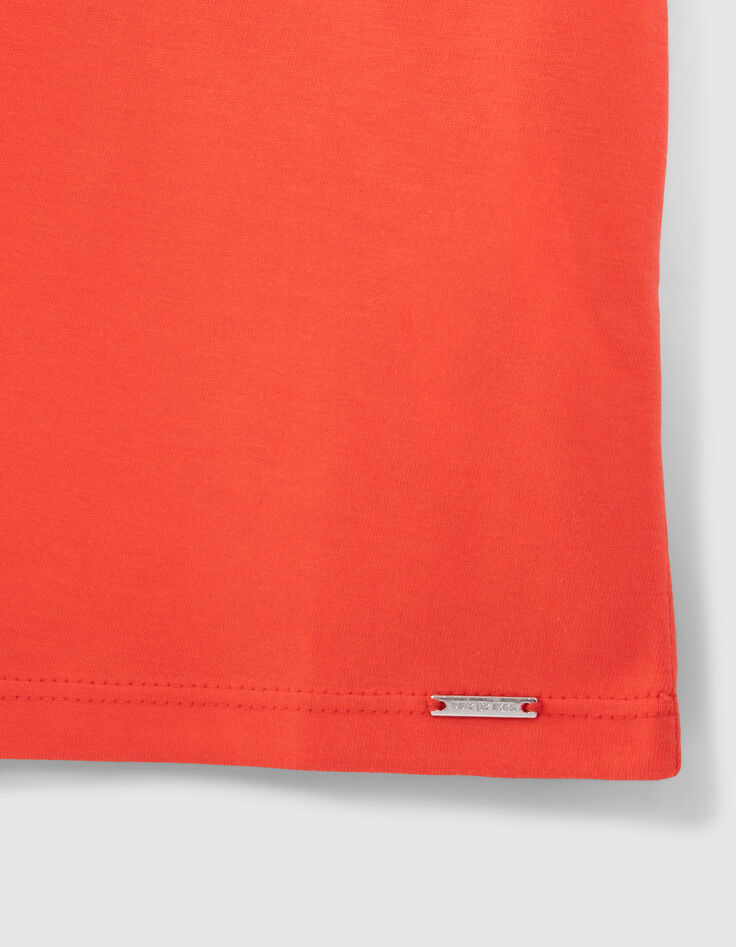 Rotes Mädchen-T-Shirt mit Stickerei Ton in Ton-4
