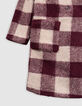 Girl's burgundy wool plaid coat-4 Girl's burgundy wool plaid coat-4
