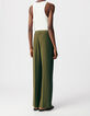 Khaki Damenanzughose weit recycelter Polyester-4