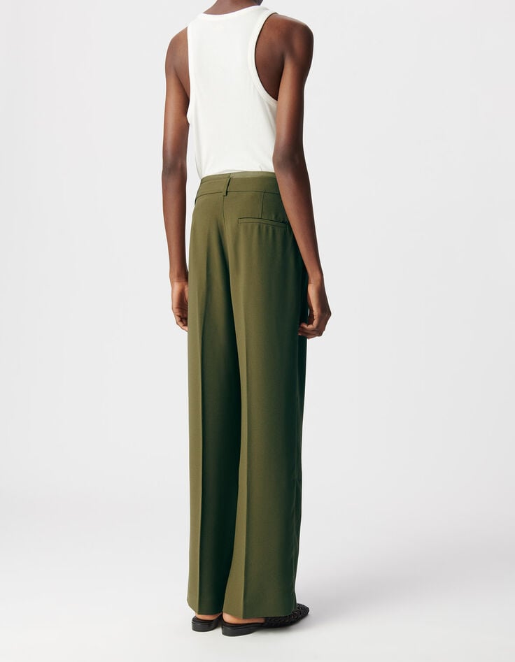 Khaki Damenanzughose weit recycelter Polyester-4 Khaki Damenanzughose weit recycelter Polyester-4