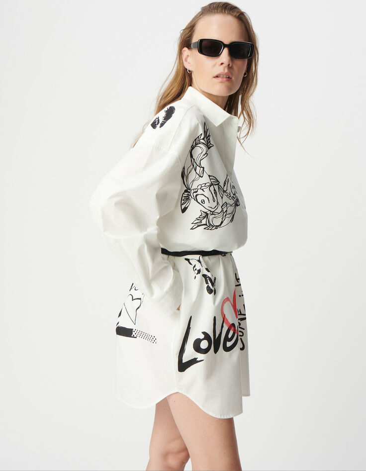 Vestido camisero blanco oversize maxi diseños Mujer-3