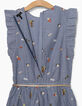 Robe bleu foncé à rayures et broderies fille-6