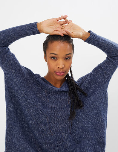 I.Code navy blue mohair mix cape-sweater