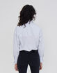 Women’s ecru shirt with thin grey stripes-3