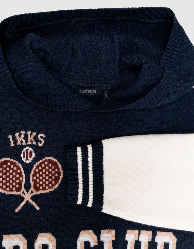 Kapuzenpulli navy jacquard gestrickt message boy-4