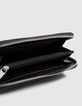 Cartera mujer 1440 Compagnon de cuero repujado negro para mujer-4