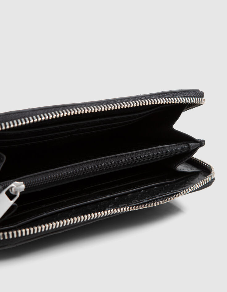 Cartera mujer 1440 Compagnon de cuero repujado negro para mujer-4