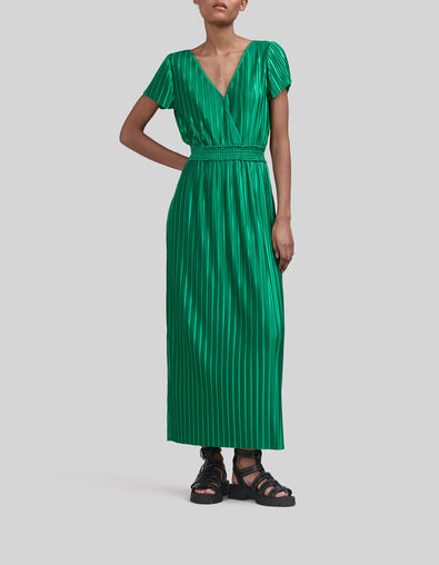 Women&rsquo;s green pleated long dress - IKKS