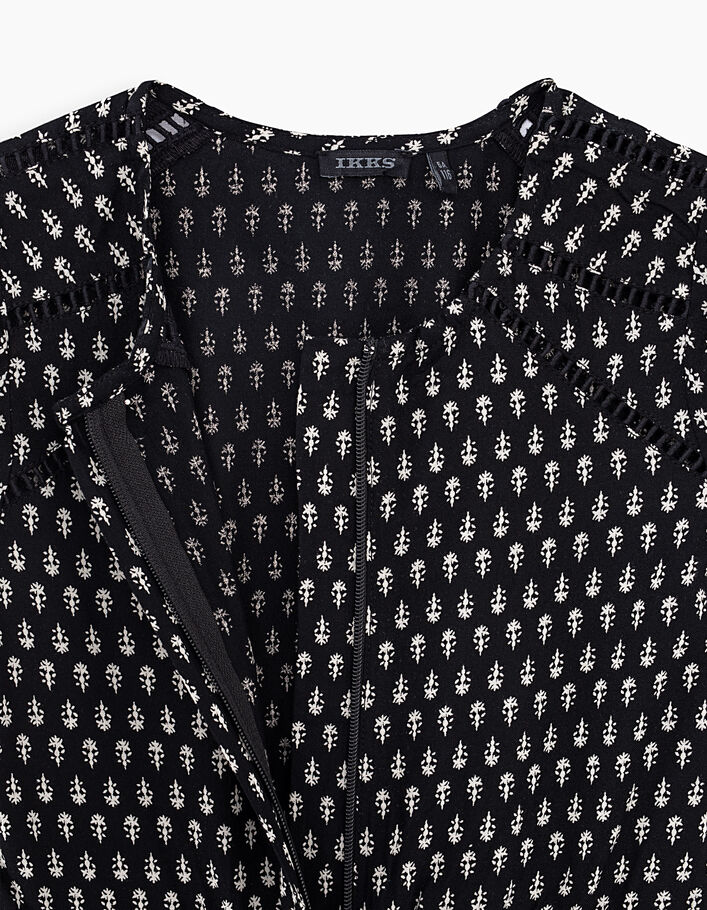Zwarte jumpsuit minimalistische etnische print meisjes - IKKS