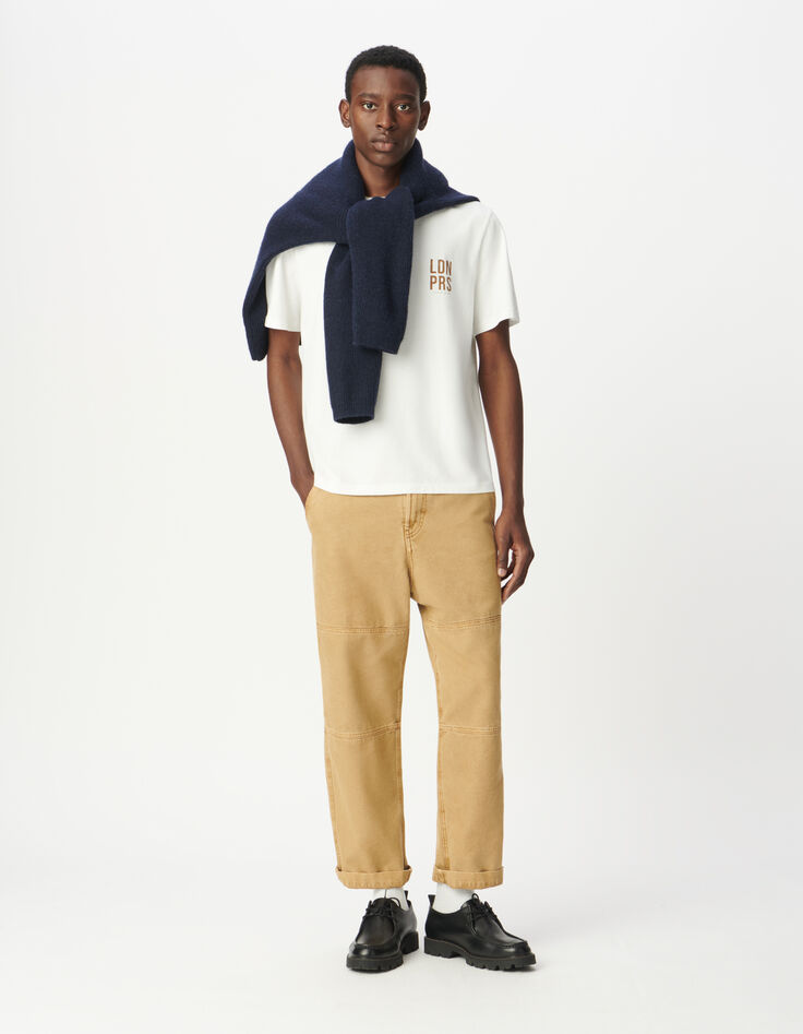 Beige canvas broek timmermansstijl Heren-1