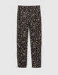 Women’s black fusain print flowing trousers-6