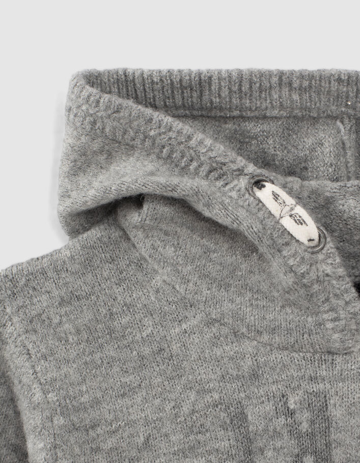 Pull gris tricot à motif chevrons et capuche garçon  - IKKS