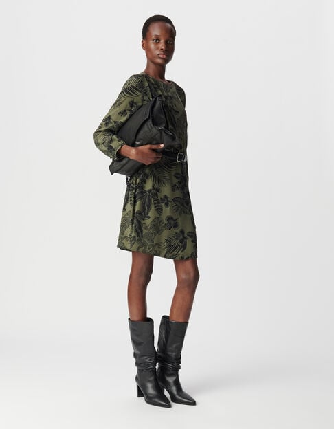 Khaki jurk met lange mouwen LENZING™ ECOVERO™ maxi jungle Dames - IKKS