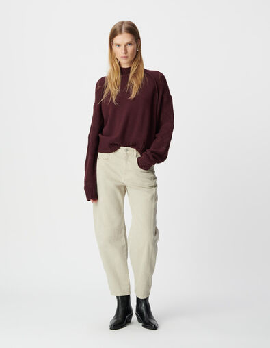 Pull bordeaux tricot manches ajourées Femme - IKKS