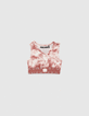 Girls’ ecru sport T-shirt with tie-dye bra top-1