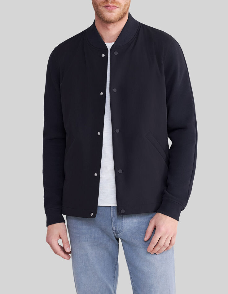 Men's navy mixed-fabric light padded jacket-2