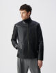 Men's black leather jacket-2