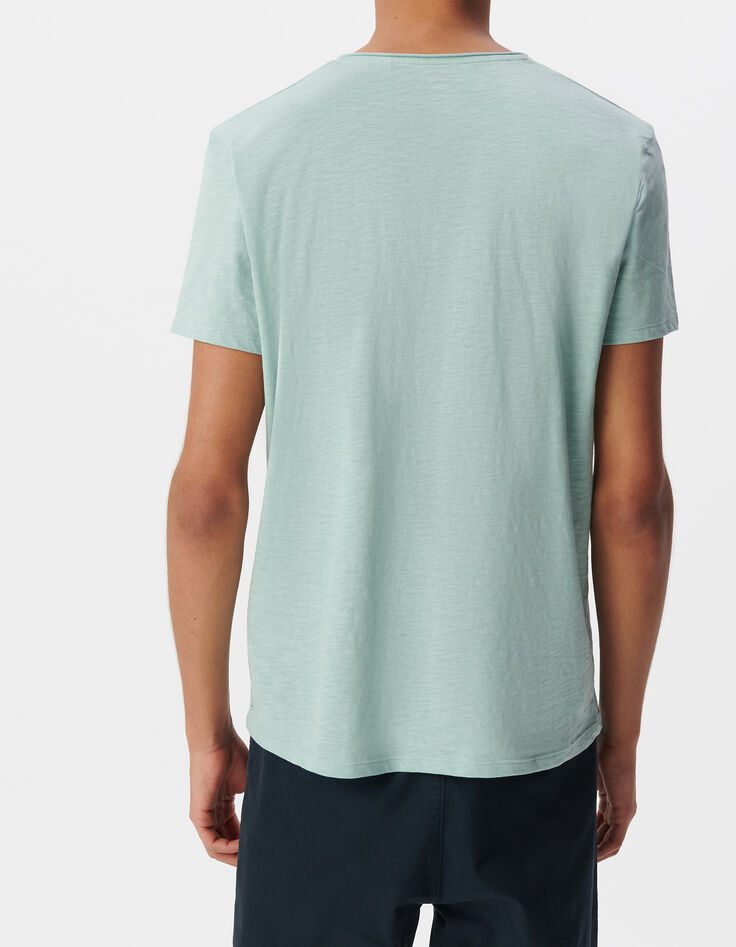 T-shirt L'Essentiel bleu gris coton bio col V Homme-3