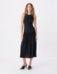 Women&rsquo;s flowing black dress with draped bodice-1