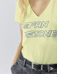 Women’s lime green slogan T-shirt with diamante-4