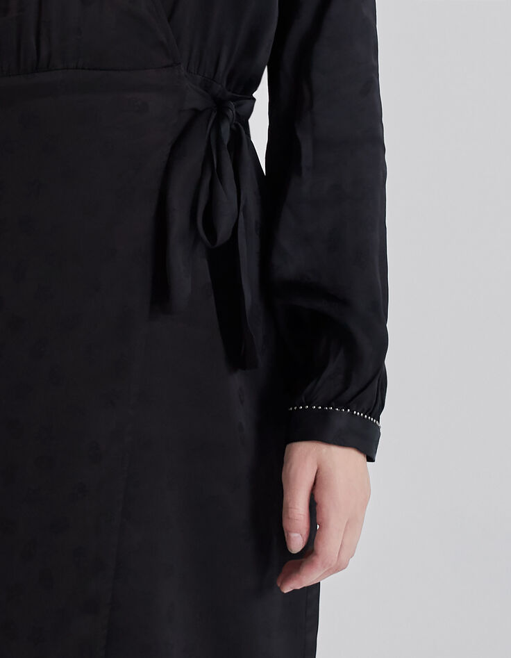 Robe portefeuille noire jacquard motifs rock Femme-5