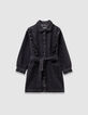 Robe en jean gris ceinturée détails volants fille-4