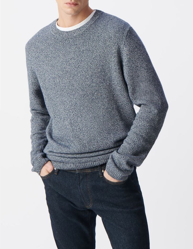 Herrenpullover, tintenfarben, Moulin&eacute;strick, Rundhals-3