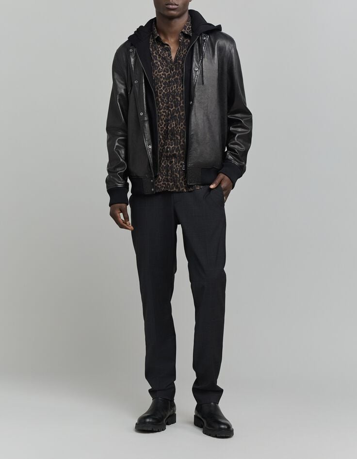 Herrenhemd SLIM grau mit Leopardenmuster-7