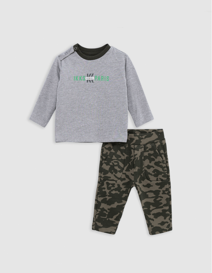 Ensemble 2-en-1 T-shirt et jogpant camouflage bébé garçon-1