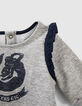 Sweat gris chiné moyen à visuel sirène bébé fille -3