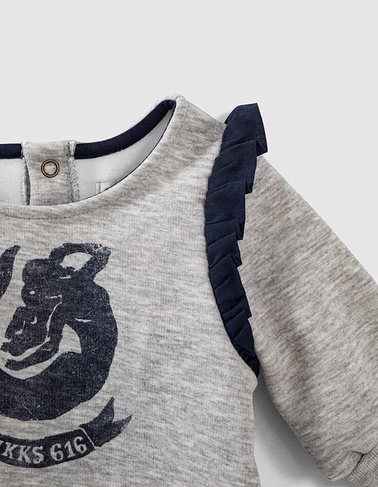 Sweat gris chiné moyen à visuel sirène bébé fille -3 Sweat gris chiné moyen à visuel sirène bébé fille -3