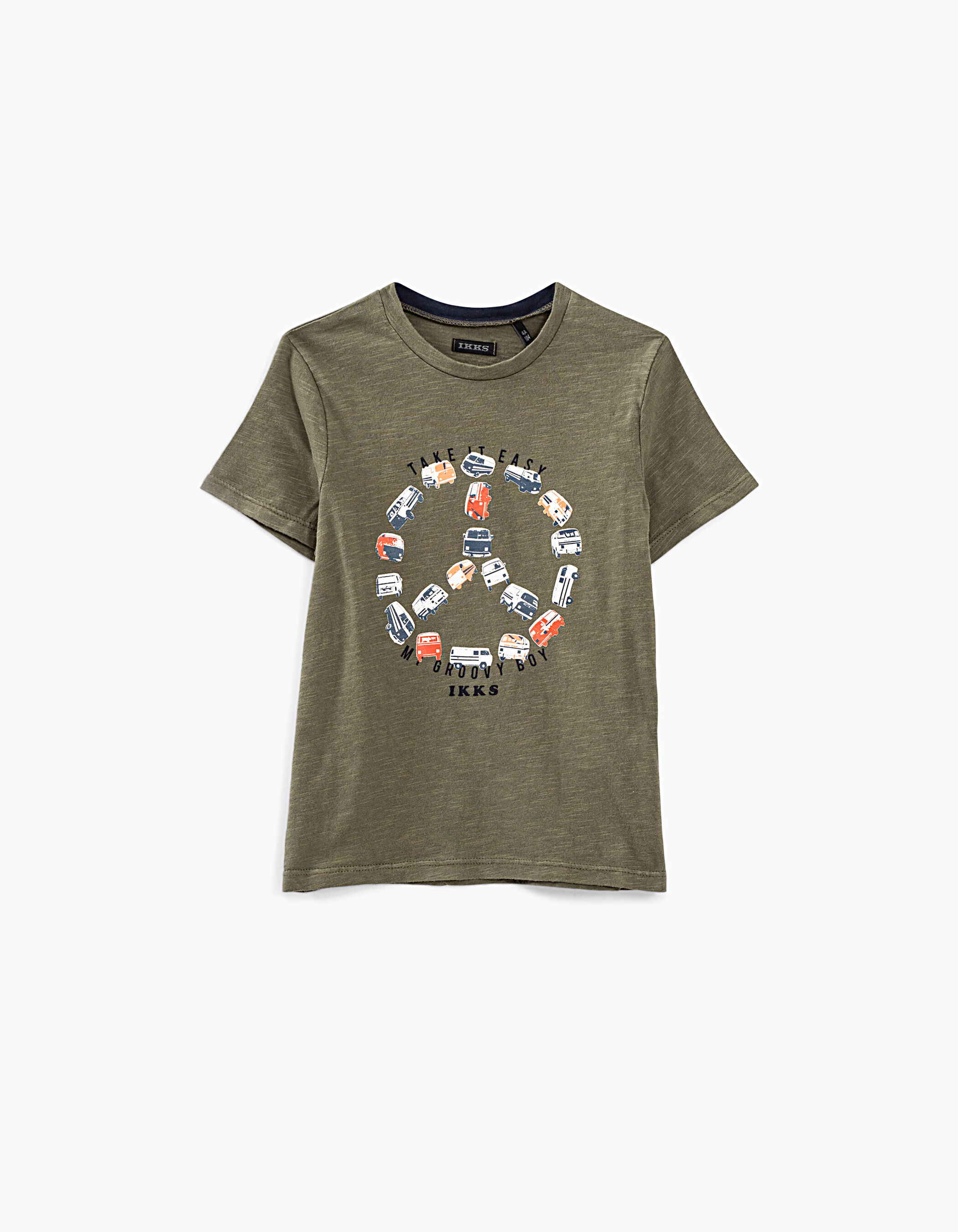Tee shirt kaki visuel peace en vans garcon