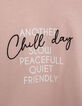 Tee-shirt rose poudr&eacute; &agrave; message fille-5