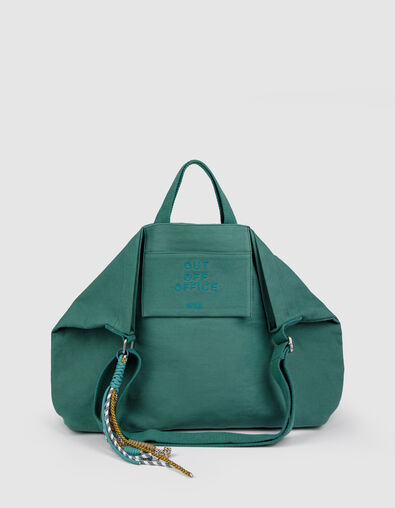 Sac totebag vert toile broderie Femme - IKKS