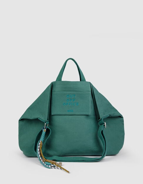 Gr&uuml;ne Damen-Totebag aus Segeltuch mit Stickerei - IKKS