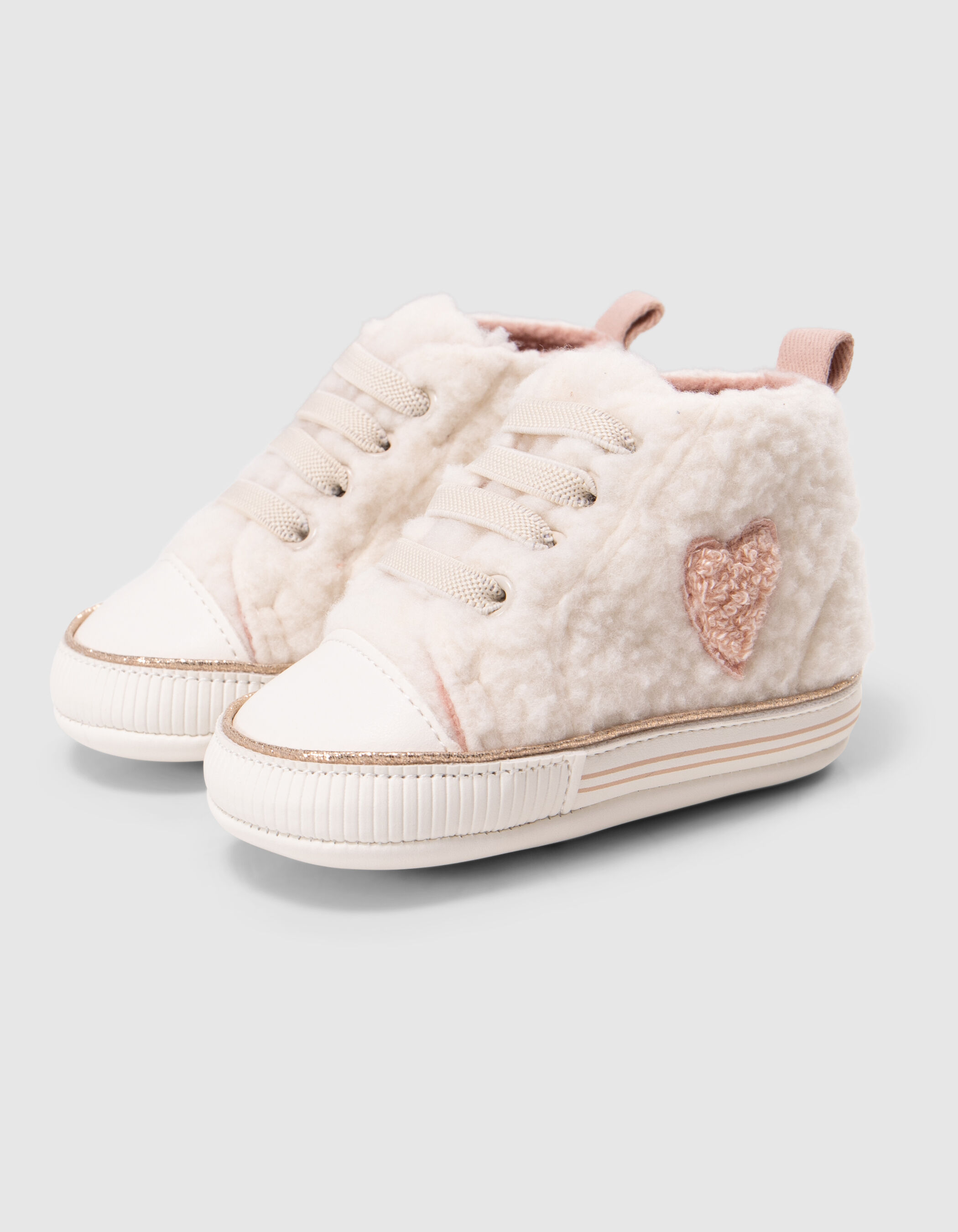 Baskets ecrues sherpa avec coeur bebe fille IKKS