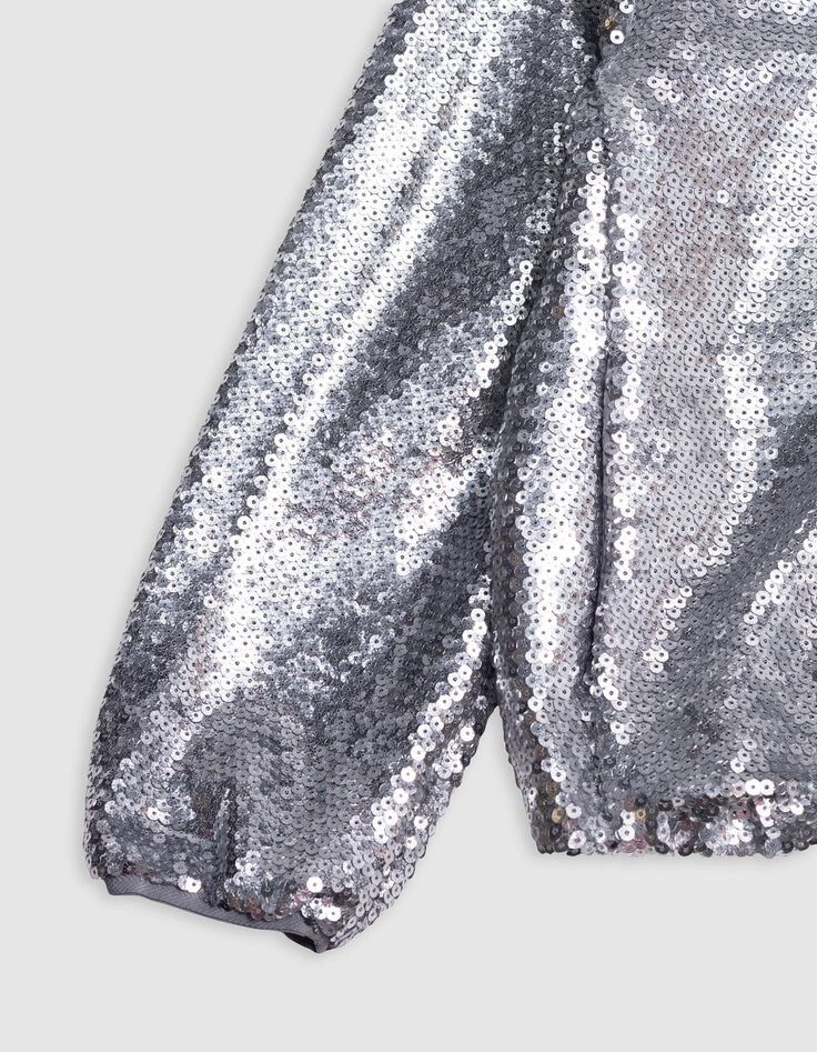 Bomber silver sequins brodés fille-7