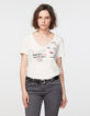Damen-T-Shirt mit V-Ausschnitt aus Baumwolle Electro Rock-2