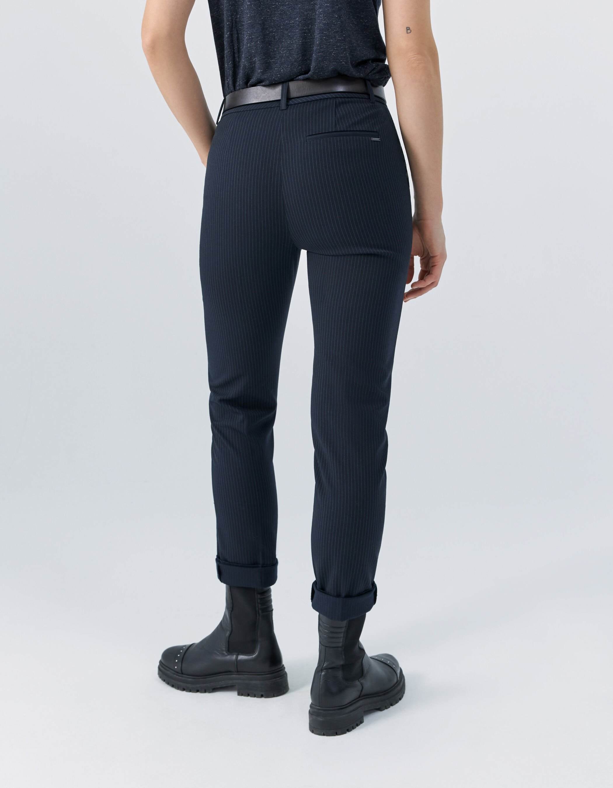 Pantalon rayé sales femme slim