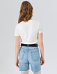 Tee-shirt blanc coton bio visuel message et bouche Femme-2