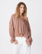Blusa blush fluida de mujer con gran volante-3