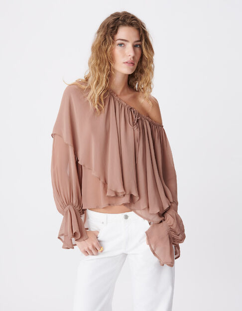 Vloeiende blush blouse met grote ruches - IKKS
