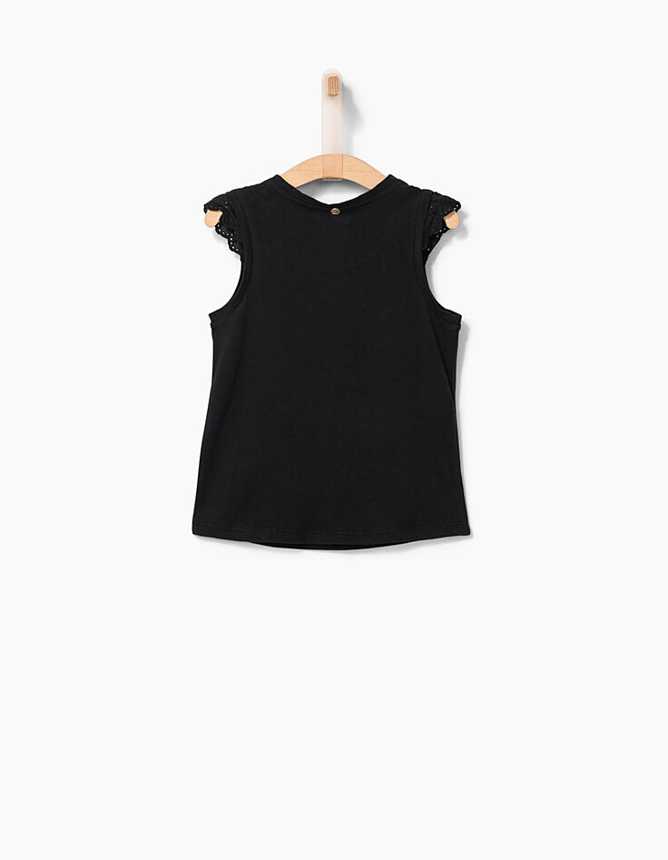 Girls’ black vest top, camel sequins-4
