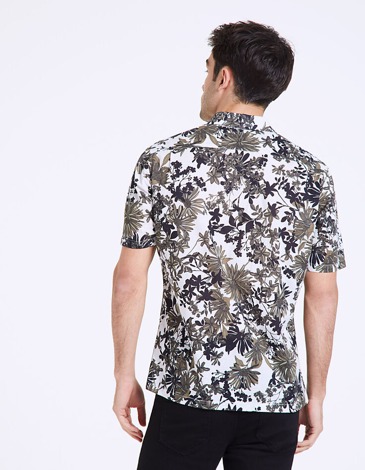 Chemise regular imprimée fleurs kaki manches courtes Homme-5