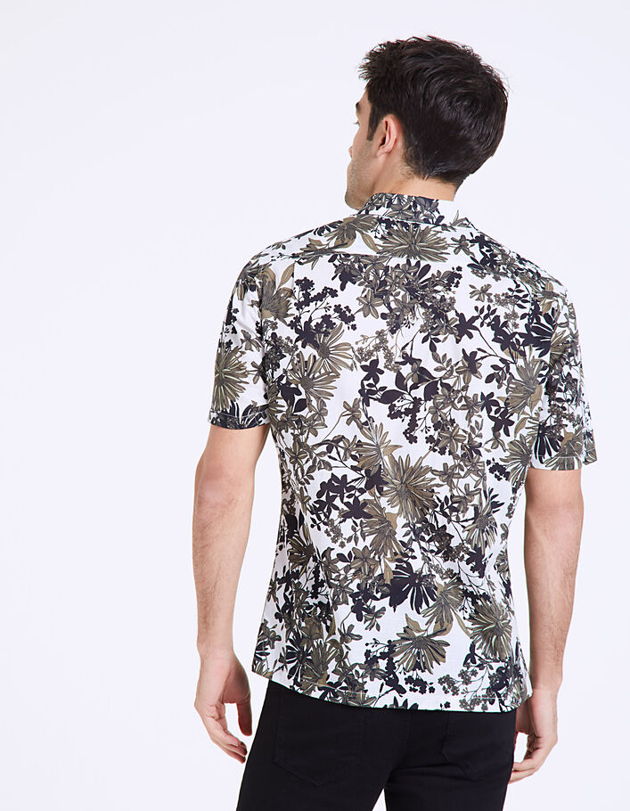 Men’s khaki flower-print short sleeve regular shirt - IKKS