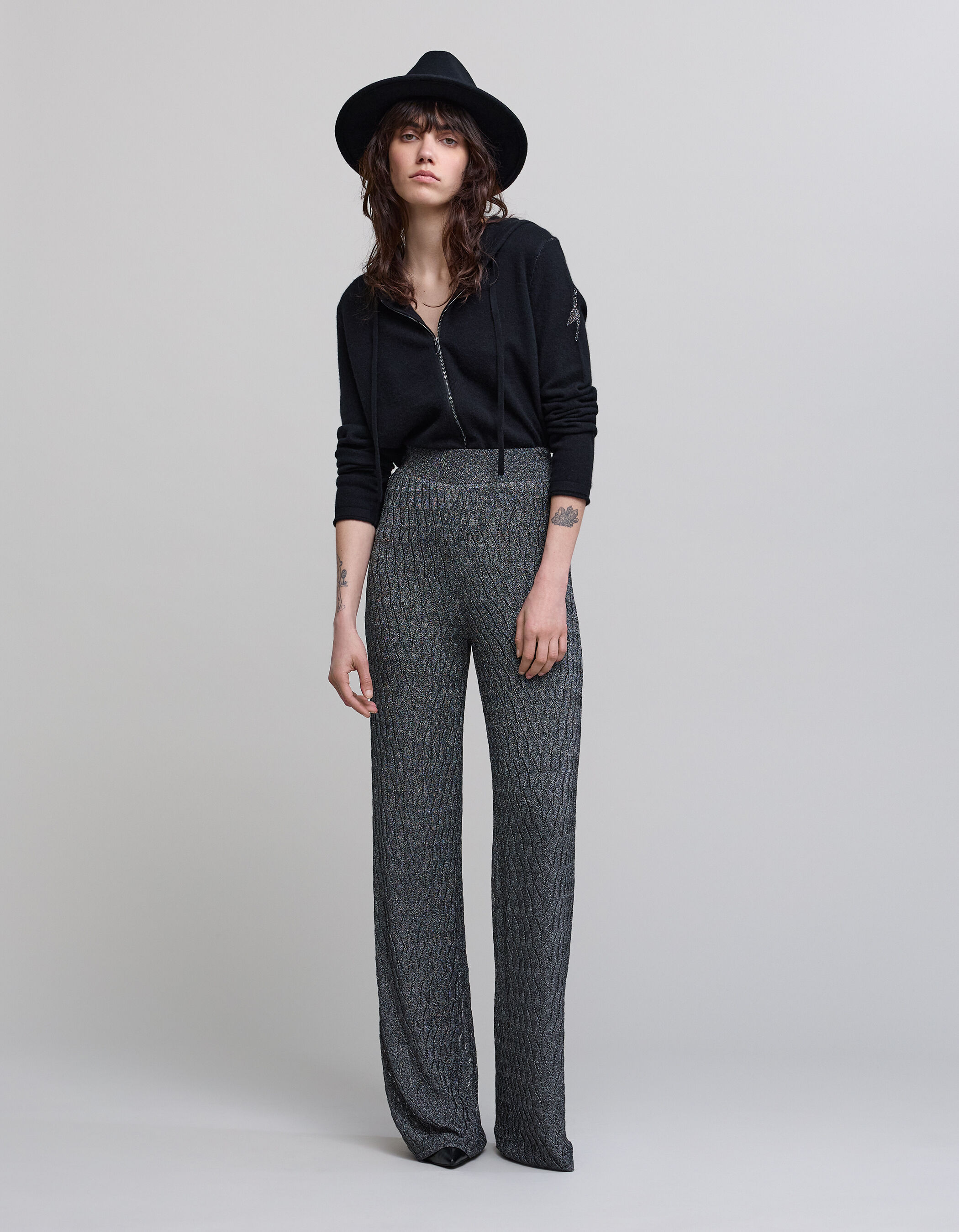 Cardigan noir a capuche 100 cachemire Femme IKKS