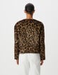 Veste r&eacute;versible noire et motif l&eacute;opard Femme-3