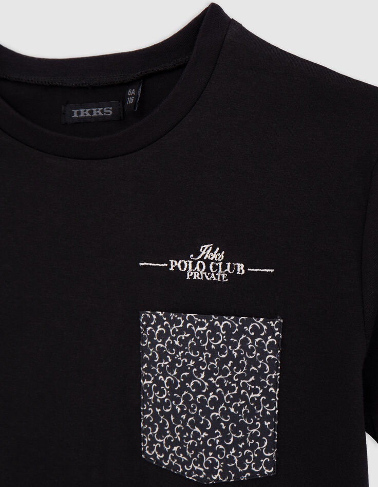 Boy's black chest pocket T-shirt-2
