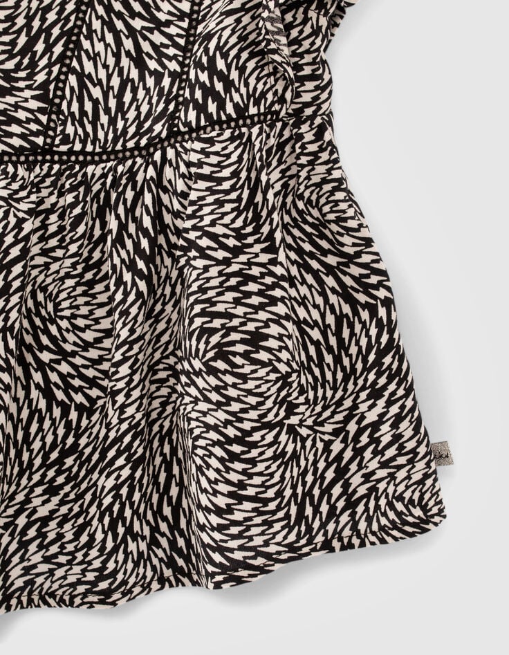 Blouse noire Lenzing&trade; Ecovero&trade; imprim&eacute; graphique fille-3