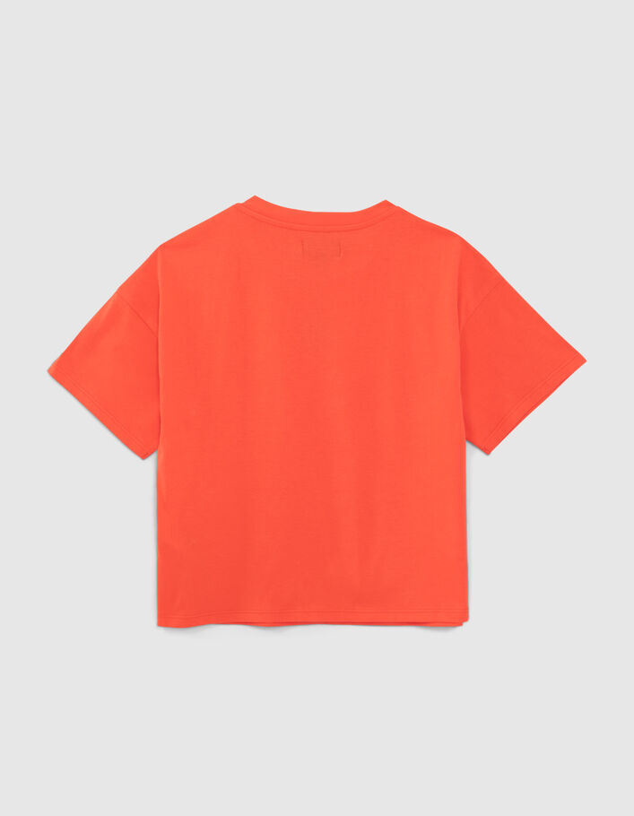 Camiseta roja algodón mensaje bordado a juego niña - IKKS